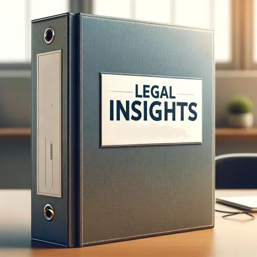 An image of a binder titled 'Legal Insights' sitting on a desk, representing a playbook for entrepreneurs managing their business, in a professional and contemporary setting.